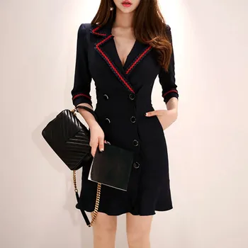 Women Fashion Blazer Mini Dress Office Ladies Ruffle Pencil Solid Dress Slim Package Hip Dress
Women Fashion Blazer Mini Dress Office Ladies Ruffle Pencil Solid Dress Slim Package Hip Dress