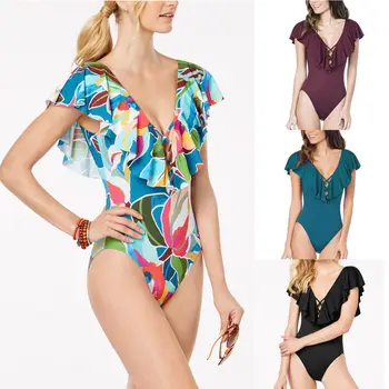 Sexy 1PC V-Neck Women Girls Lady Swimwear Bathing Ruffles Hollow Suit Swimming Bodysuit Set
Sexy 1PC V-Neck Women Girls Lady Swimwear Bathing Ruffles Hollow Suit Swimming Bodysuit Set
