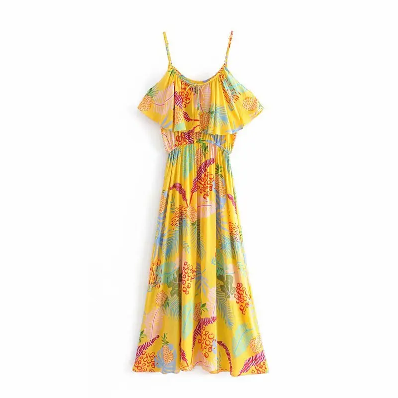 Women Spaghetti Strap Dresses Summer 2019 New Fashion Tropic Floral Print Lace Up Long Beach Dress Feminino Vestidos
Women Spaghetti Strap Dresses Summer 2019 New Fashion Tropic Floral Print Lace Up Long Beach Dress Feminino Vestidos