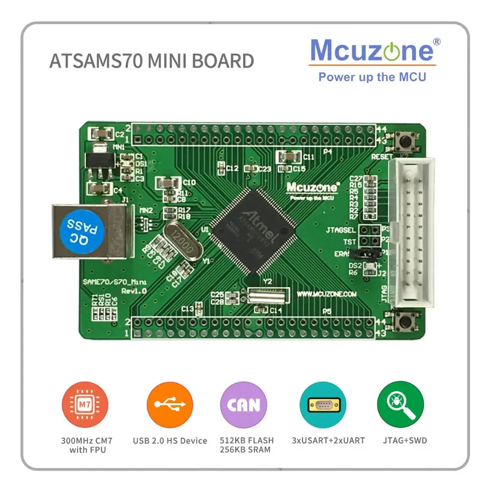 sams70, ATSAMS70n19 Mini Board, 300MHz Cortex-M7, USB 2.0 Highspeed Device 512 flash 256 sdram
sams70, ATSAMS70n19 Mini Board, 300MHz Cortex-M7, USB 2.0 Highspeed Device 512 flash 256 sdram