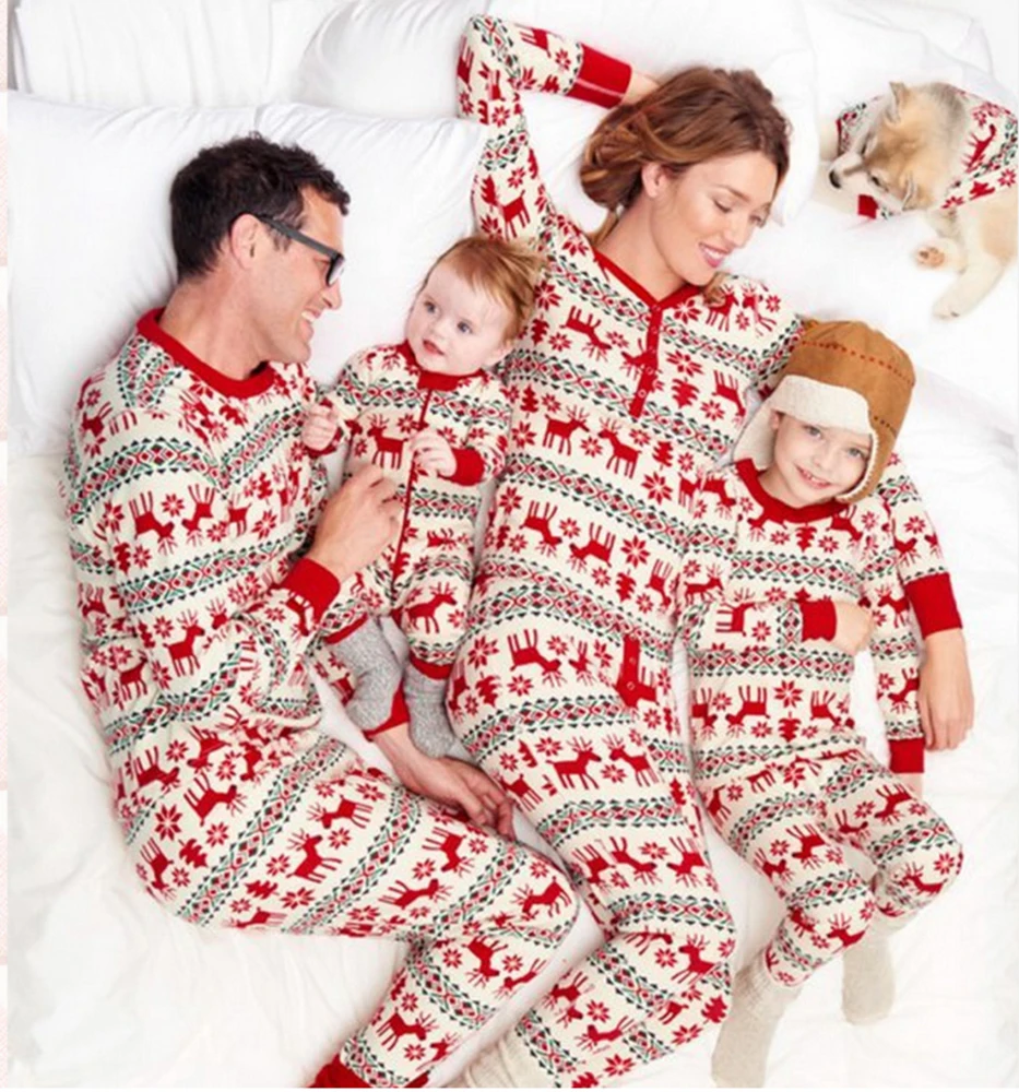 Family Christmas Pajamas family look Matching outfits Sleepwear Cotton Pants Set mommy and me clothes matching family pajamas