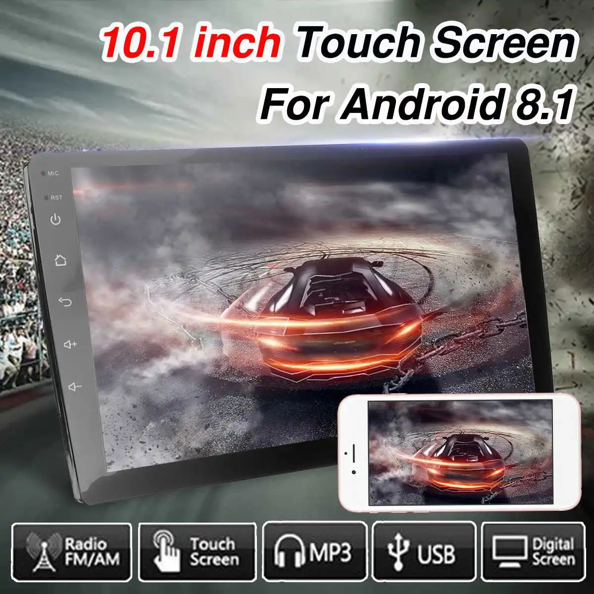4K 10.1'' Car Stereo Quad Core 2 DIN Car MP5 Player bluetooth FM Radio Android 8.1 WiFi GPS DVBT DAB Car Multimedia Player 1+16G
4K 10.1'' Car Stereo Quad Core 2 DIN Car MP5 Player bluetooth FM Radio Android 8.1 WiFi GPS DVBT DAB Car Multimedia Player 1+16G