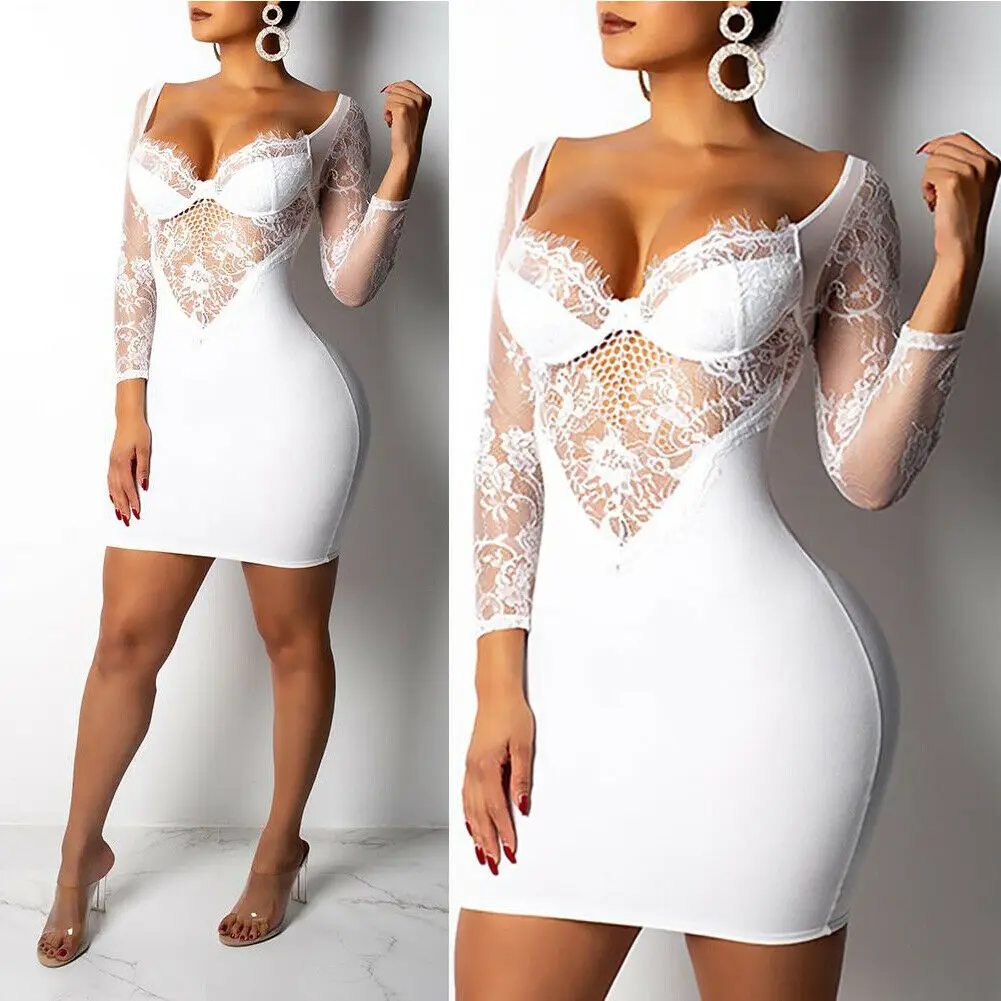Hirigin Women's Sexy Bodycon Lace Off Shoulder Patchwork Evening Party Club Short Mini Dress
Hirigin Women's Sexy Bodycon Lace Off Shoulder Patchwork Evening Party Club Short Mini Dress