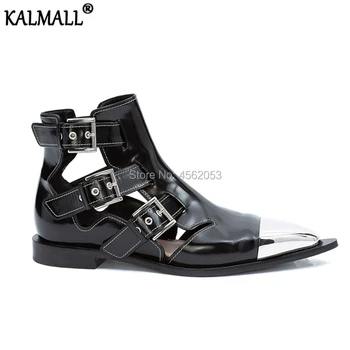 KALMALL Punk Style 2019 Summer Shoes Woman Black White Metal Toe Buckle Straps Rivet Botas Silver Stone Studded Flat Ankle Boots
KALMALL Punk Style 2019 Summer Shoes Woman Black White Metal Toe Buckle Straps Rivet Botas Silver Stone Studded Flat Ankle Boots