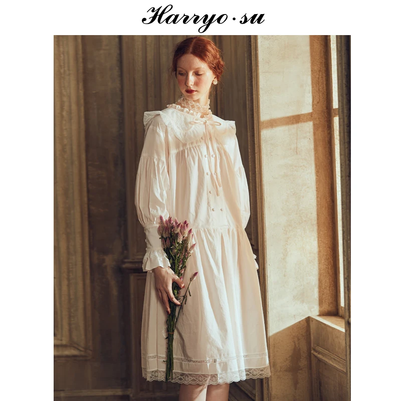 Lace Cotton Princess Women Vintage Loose Nightgown Long Sleepwear Nightdress Gown Sweet Retro Long Homewear Wedding White Dress
Lace Cotton Princess Women Vintage Loose Nightgown Long Sleepwear Nightdress Gown Sweet Retro Long Homewear Wedding White Dress