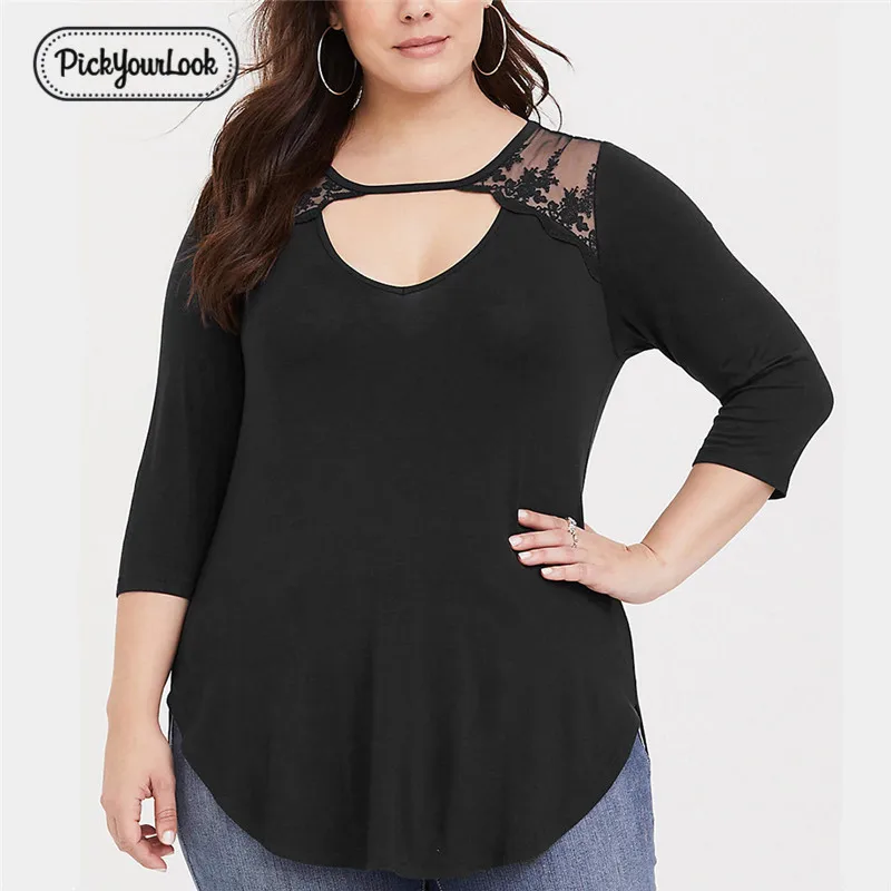 Pickyourlook Women Tops And Blouses Long Sleeve Plus Size Solid Black Lace Female Shirt Hollow Out Large Size Ladies Blouses
Pickyourlook Women Tops And Blouses Long Sleeve Plus Size Solid Black Lace Female Shirt Hollow Out Large Size Ladies Blouses