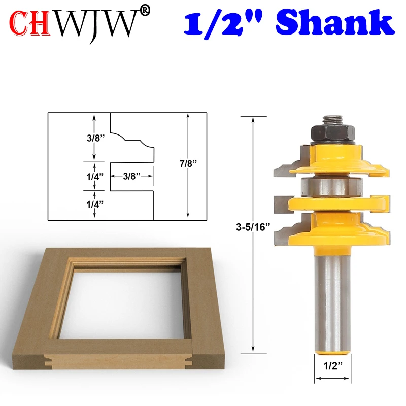 CHWJW 1PC 1/2" Shank Classical Ogee Stacked Rail and Stile Router Bit Ogee Stacked Wood Cutting Tool woodworking router bits
CHWJW 1PC 1/2" Shank Classical Ogee Stacked Rail and Stile Router Bit Ogee Stacked Wood Cutting Tool woodworking router bits