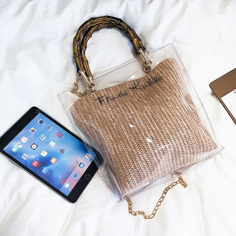 Summer Small Handbag Transparent Women Hand Bags Chain Straw Bag Lady Travel Beach Shoulder Crossbody Bag Holiday(Khaki)
Summer Small Handbag Transparent Women Hand Bags Chain Straw Bag Lady Travel Beach Shoulder Crossbody Bag Holiday(Khaki)