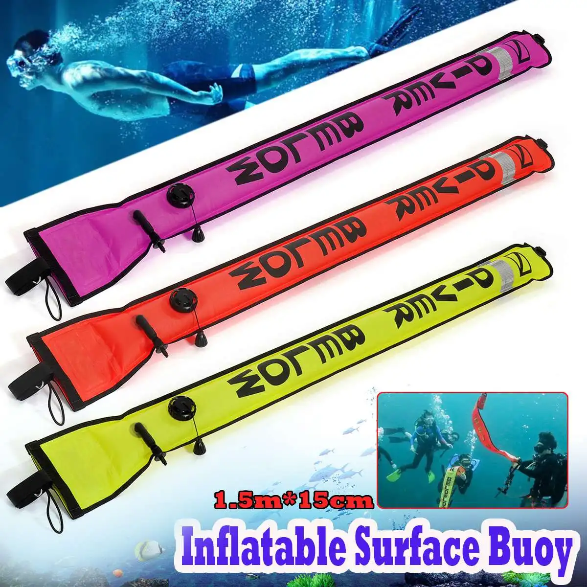 1/1.2/1.5/1.8M Diving Buoy SCUBA Diving Surface Marker Buoy SMB Underwater Safety Signal Buoy Float Inflatable Tube Sausage
1/1.2/1.5/1.8M Diving Buoy SCUBA Diving Surface Marker Buoy SMB Underwater Safety Signal Buoy Float Inflatable Tube Sausage