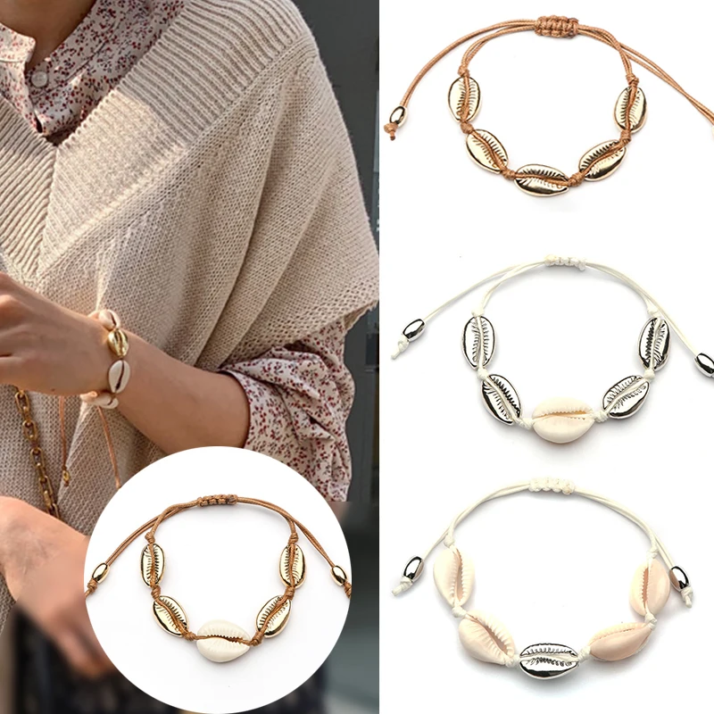 New Bohemian Shell Bracelet Weaving For Woman Man Beige Silver Friendship Adjustable Handmade 1PC Natural Cowrie Golden Jewelry
New Bohemian Shell Bracelet Weaving For Woman Man Beige Silver Friendship Adjustable Handmade 1PC Natural Cowrie Golden Jewelry