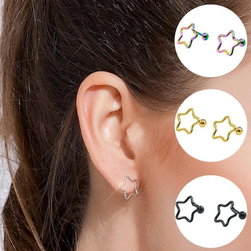 Popular Electroplating color Ear studs Ear buckle Stainless steel New 1 pair Piercing jewelry Five-pointed star
Popular Electroplating color Ear studs Ear buckle Stainless steel New 1 pair Piercing jewelry Five-pointed star