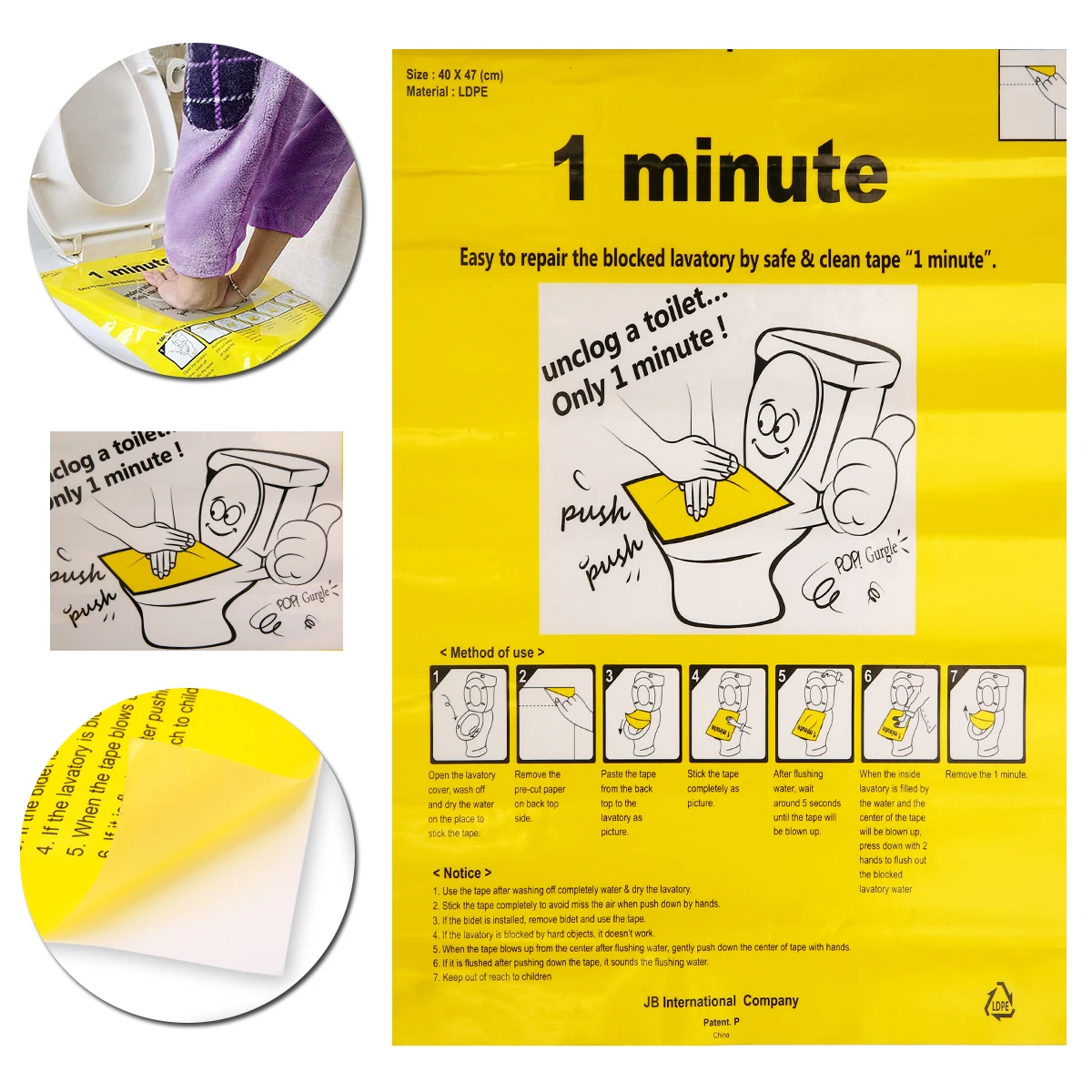 Universal Unclog Toilet Disposable Sticker Plunger Dredge Easy Fix Clogged Film One-Time Use For Bathroom Toilet Tool 40x47cm
Universal Unclog Toilet Disposable Sticker Plunger Dredge Easy Fix Clogged Film One-Time Use For Bathroom Toilet Tool 40x47cm