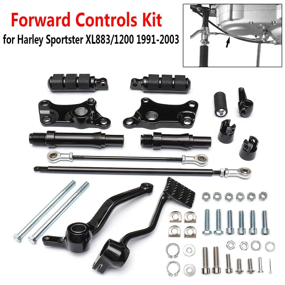 Forward Controls Pegs Levers Linkages for Harley Sportster XL883 XL1200 1991-2003 Models Motorcycle Foot Rests Kit
Forward Controls Pegs Levers Linkages for Harley Sportster XL883 XL1200 1991-2003 Models Motorcycle Foot Rests Kit