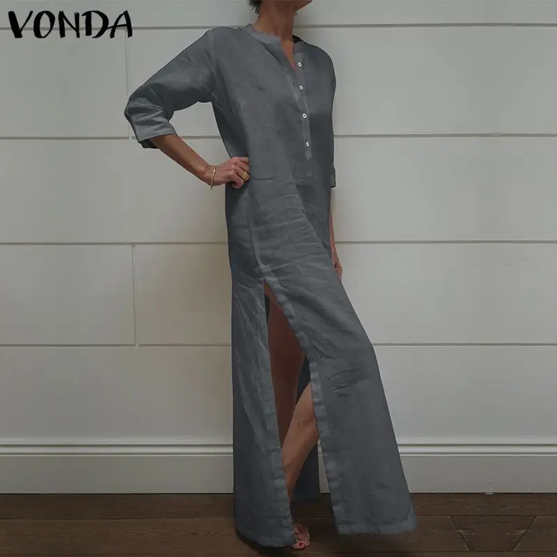 VONDA Plus Size Women Shirt Dress 2019 Autumn Sexy V Neck Button Split Hem Solid Maxi Long Party Dresses Casual Vestidos Female
VONDA Plus Size Women Shirt Dress 2019 Autumn Sexy V Neck Button Split Hem Solid Maxi Long Party Dresses Casual Vestidos Female