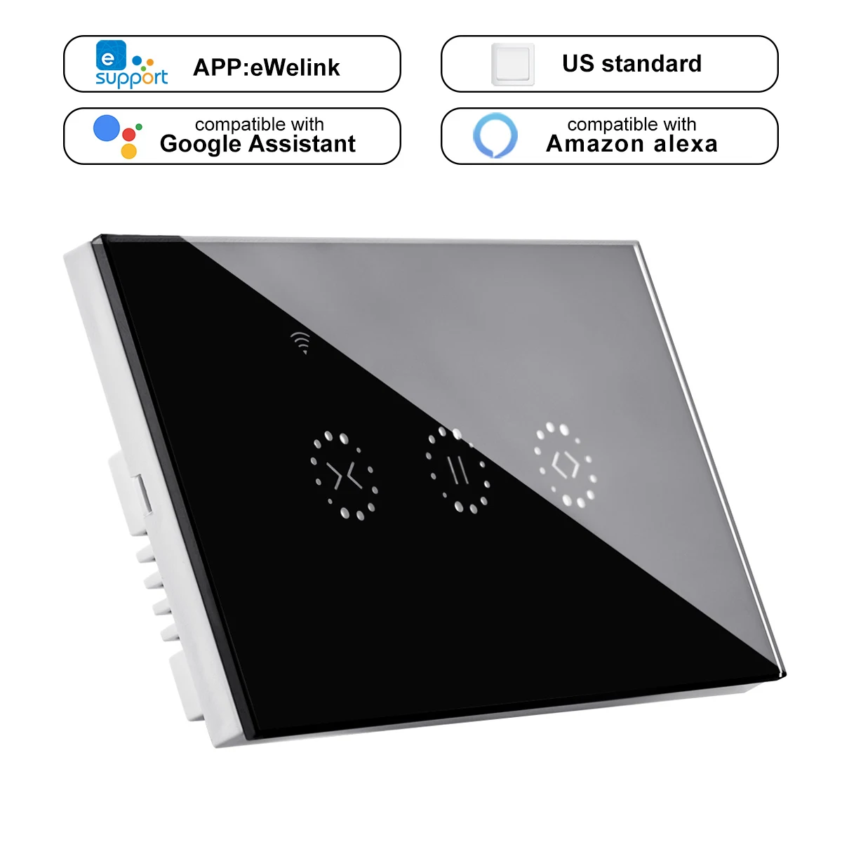 US Smart WiFi Curtain Switch Glass Panel Remote Control by phone Voice Control by Alexa /Google phone for electric curtain motor
US Smart WiFi Curtain Switch Glass Panel Remote Control by phone Voice Control by Alexa /Google phone for electric curtain motor