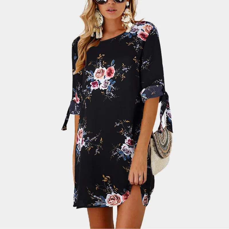 2019 Summer New Women Fashion Three Quarter Sleeve O Neck Floral Printed Casual Chiffon Dresses Vestidos Plus Size
2019 Summer New Women Fashion Three Quarter Sleeve O Neck Floral Printed Casual Chiffon Dresses Vestidos Plus Size