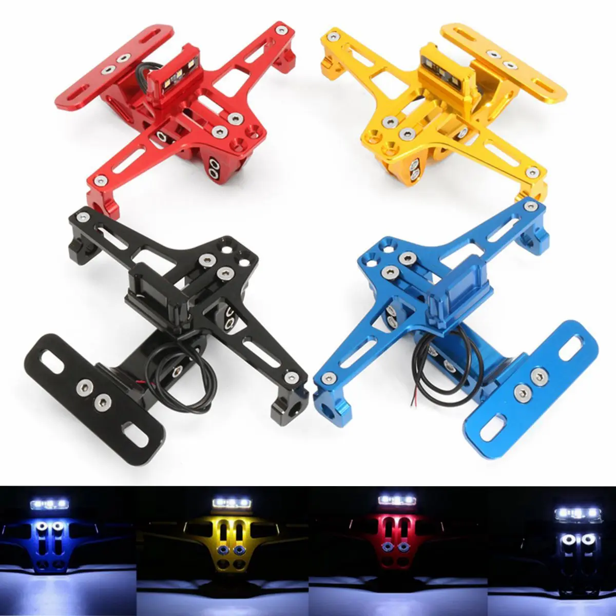 Universal Motorcycle CNC Adjustable License Number Plate Frame Holder Bracket Mount LED Light
Universal Motorcycle CNC Adjustable License Number Plate Frame Holder Bracket Mount LED Light