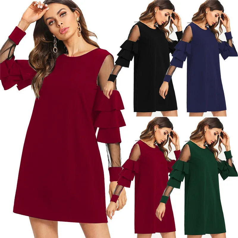 Elegant women summer mesh flare long sleeve casual loose ladies dress evening party club short mini dress
Elegant women summer mesh flare long sleeve casual loose ladies dress evening party club short mini dress