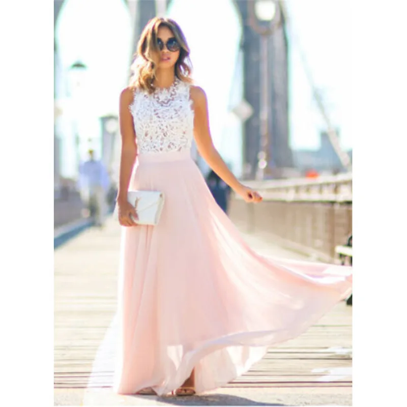 White Lace Maxi Summer Dress Sleeveless Hollow Out Boho Elegant Patchwork Party Beach Pink Chiffon Dress Women Vestidos 2019
White Lace Maxi Summer Dress Sleeveless Hollow Out Boho Elegant Patchwork Party Beach Pink Chiffon Dress Women Vestidos 2019