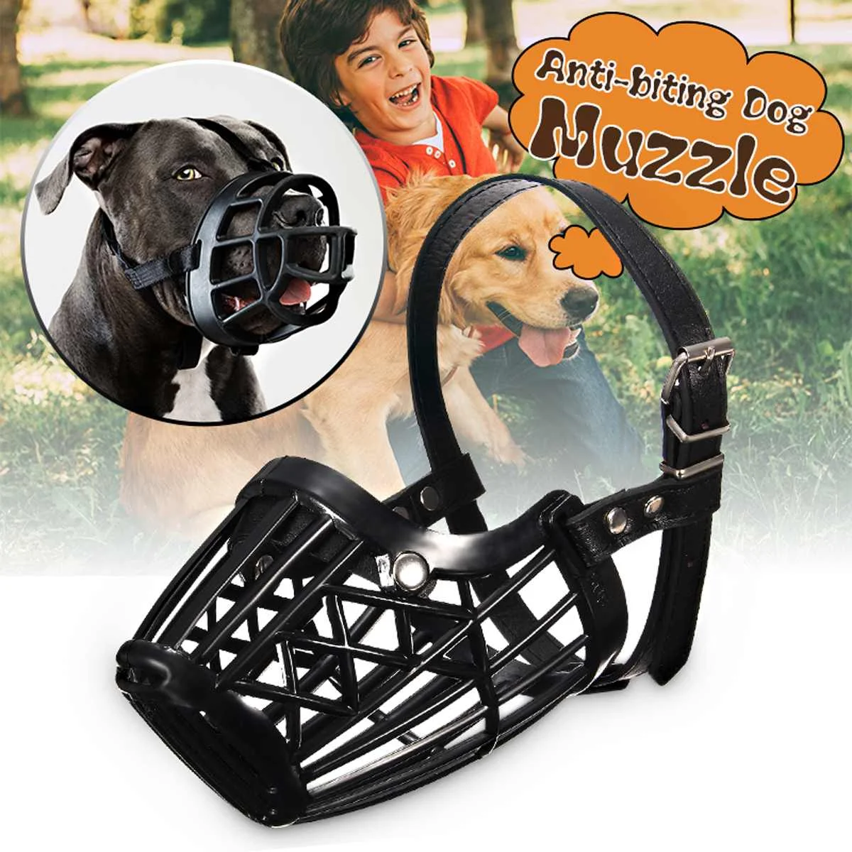 

Adjustable Pet Dog No Bite Plastic Basket Muzzle Cage Mouth Mesh Cover 7 Sizes Dog Muzzle
