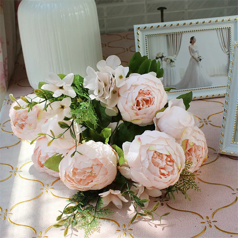 13 Heads/bunch Silk Flowers Artificial Peony Flower Bouquet Party Wedding Decoration Fake Leaf European Vivid Floral Home Decor
13 Heads/bunch Silk Flowers Artificial Peony Flower Bouquet Party Wedding Decoration Fake Leaf European Vivid Floral Home Decor