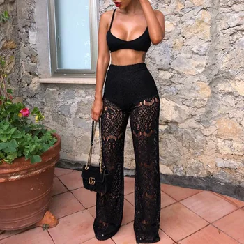 Hollow Out High Waist Lace See Through Women Wide Leg Pants Patchwork Long Beachwear Beach Pants Straight Trousers
Hollow Out High Waist Lace See Through Women Wide Leg Pants Patchwork Long Beachwear Beach Pants Straight Trousers