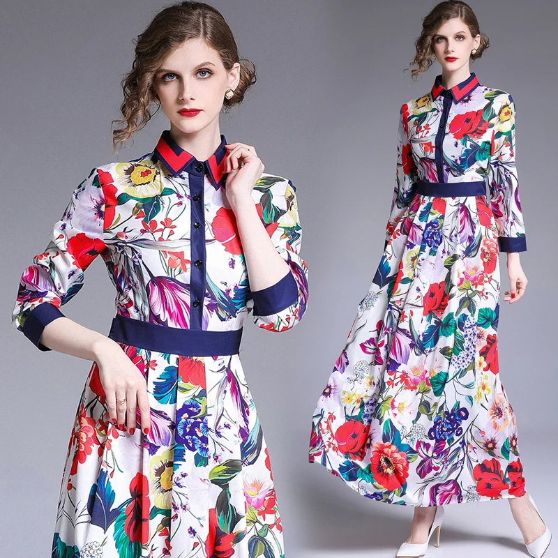 Quality Newest Fashion Runway Maxi Dress Women's Sleeve Retro flora Printed Designer Long Dress
Quality Newest Fashion Runway Maxi Dress Women's Sleeve Retro flora Printed Designer Long Dress