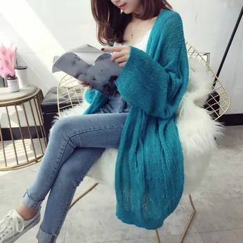 2019 Korean Style Sunscreen Cardigan Shawl Thin Sweater Coat Women V-neck Long Sleeve Sweaters Female Outerwear
2019 Korean Style Sunscreen Cardigan Shawl Thin Sweater Coat Women V-neck Long Sleeve Sweaters Female Outerwear