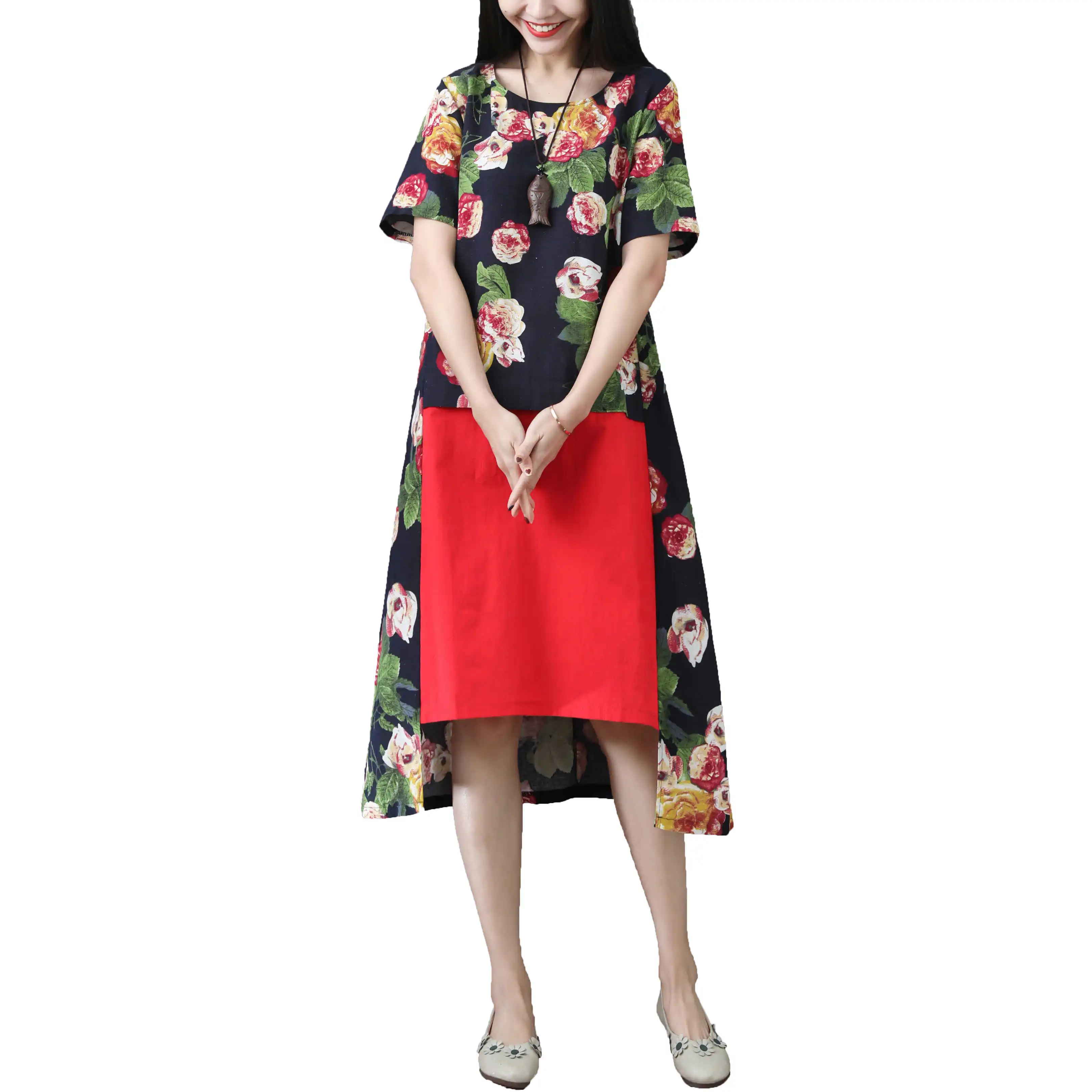 2019 Summer Dress For Women Cotton Linen Ladies Floral Print Dress O-neck Short Sleeve Knee-Length Casual Loose Dresses
2019 Summer Dress For Women Cotton Linen Ladies Floral Print Dress O-neck Short Sleeve Knee-Length Casual Loose Dresses