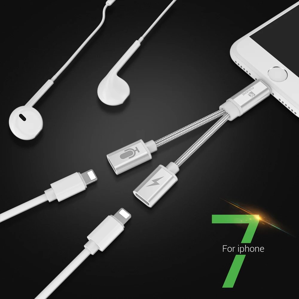 FLOVEME 2 в 1 сплиттер кабель USB адаптер для iPhone 7 8 Lightning аудио конвертеры Plus разъем