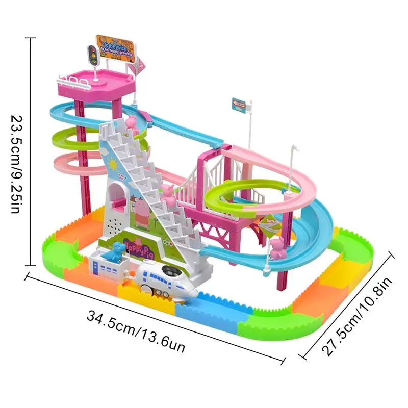 New Pig Climbing Stairs Track Children's Toys Electric Music Multi-Layer Assembly Slider Rail Car Set
New Pig Climbing Stairs Track Children's Toys Electric Music Multi-Layer Assembly Slider Rail Car Set