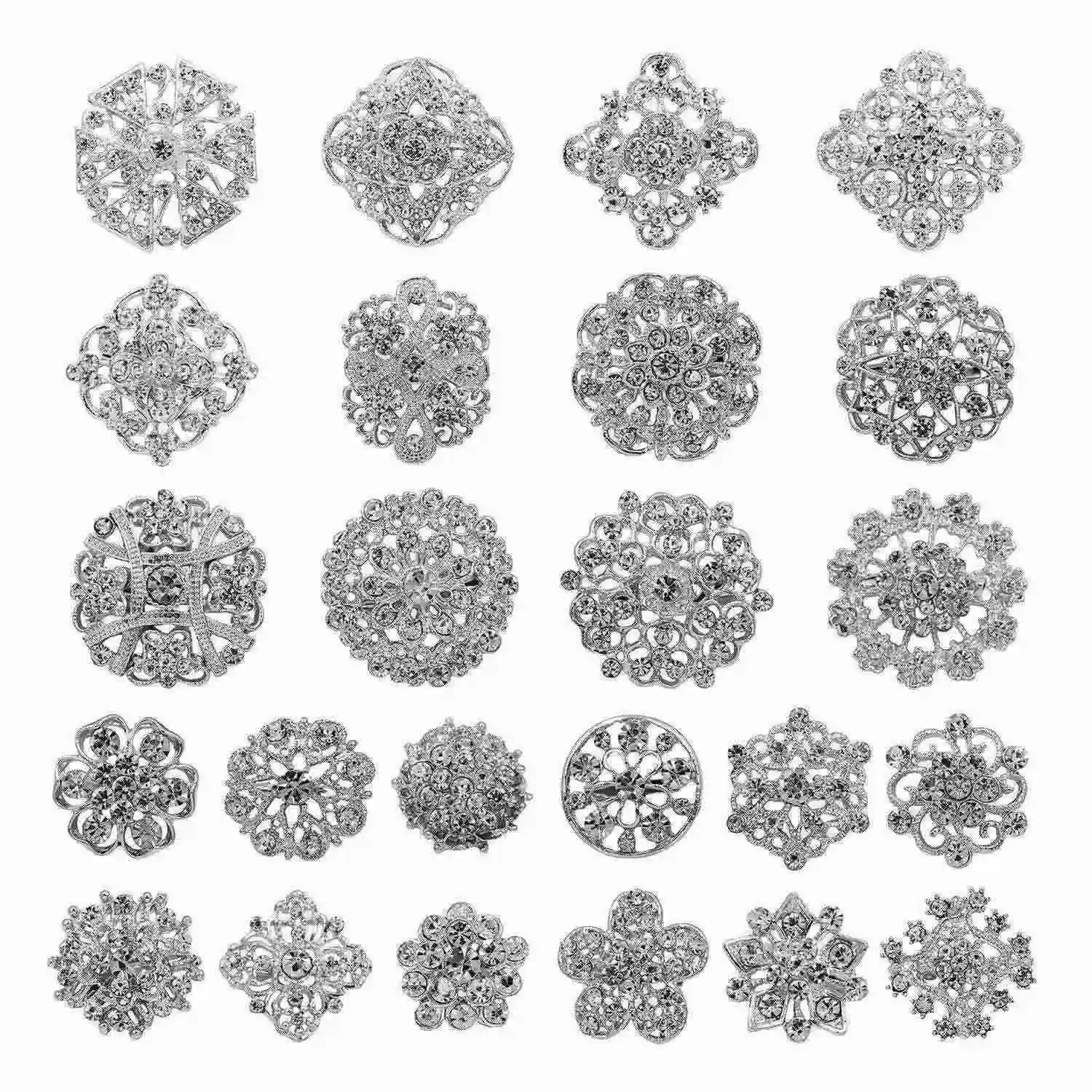 24pc Clear Rhinestone Crystal Flower Brooches Pins Set DIY Wedding Bouquet Broaches Kit
24pc Clear Rhinestone Crystal Flower Brooches Pins Set DIY Wedding Bouquet Broaches Kit