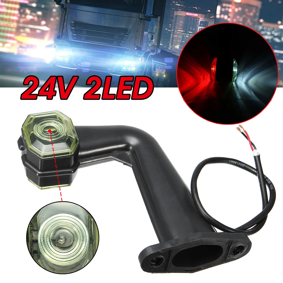 Truck Elbow Side Marker Light Indicator Lamp Side Marked Lamp 24V 2 LED For Car Truck Trailer Lorry
Truck Elbow Side Marker Light Indicator Lamp Side Marked Lamp 24V 2 LED For Car Truck Trailer Lorry