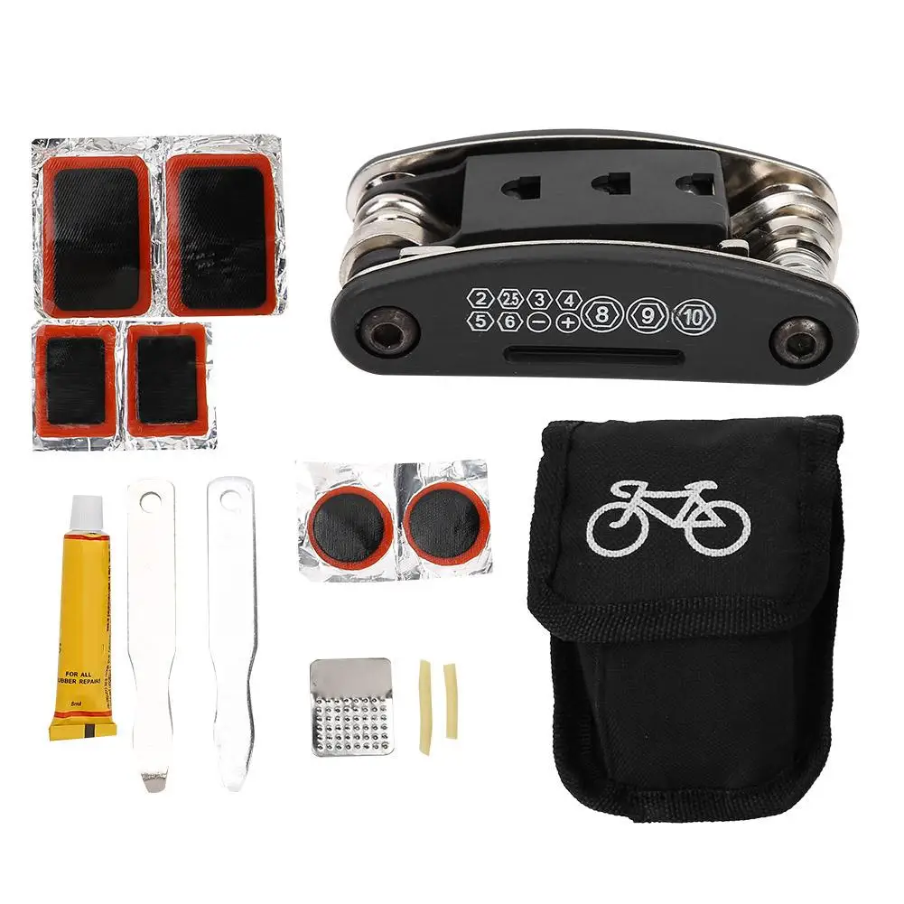 Multi-function Bike Repair Tools Tire Patch Metal Tire Lever Glue Bicycle Tire patch Folding Hex Wrench Bike Repairing Set
Multi-function Bike Repair Tools Tire Patch Metal Tire Lever Glue Bicycle Tire patch Folding Hex Wrench Bike Repairing Set