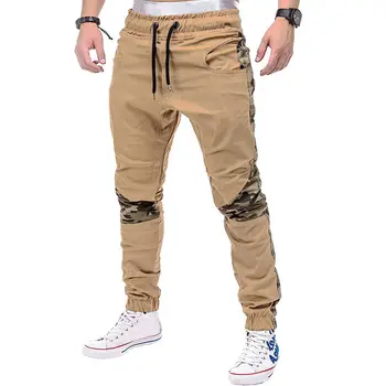 

Men Slim Fit Urban Straight Spliced Elastic Trousers Casual Ripped Pencil Jogger Cargo Pants Size M-4XL