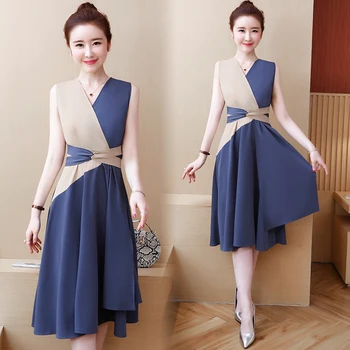 Summer wear sleeveless color matching new Korean fashion joker dress women new design casual outfit vestidos big size L-5XL
Summer wear sleeveless color matching new Korean fashion joker dress women new design casual outfit vestidos big size L-5XL