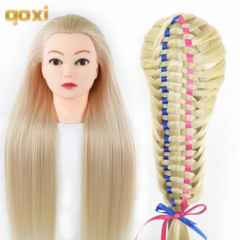 

Qoxi Professional training heads with long thick hairs practice Hairdressing mannequin dolls hair Styling maniqui tete for sale