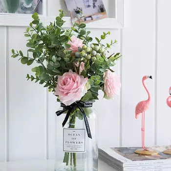 Artificial Bouquet Assorted Flowers Breath Eucalyptus Branches for Table Home Decor Wedding Floral with Vase Pink
Artificial Bouquet Assorted Flowers Breath Eucalyptus Branches for Table Home Decor Wedding Floral with Vase Pink