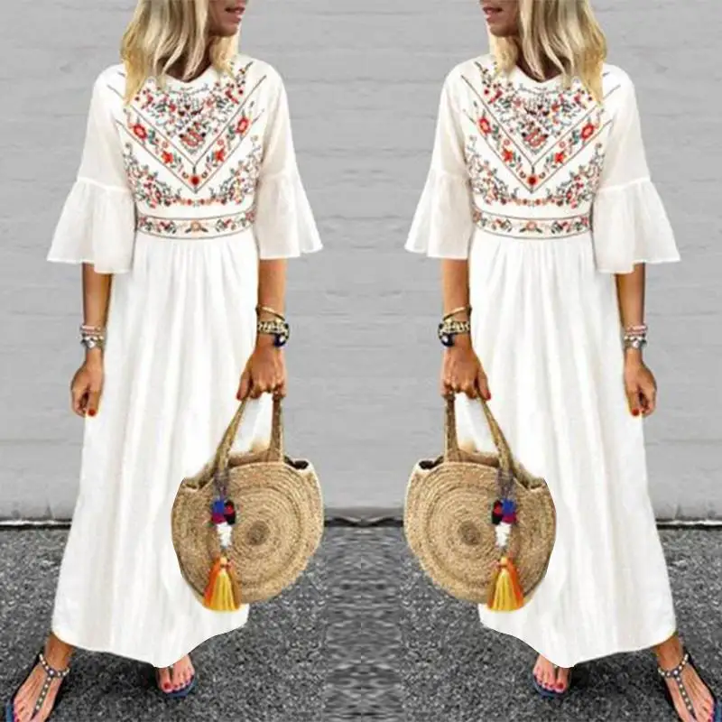 Plus Size Bohemain Dress Women Summer Sundress 2019 ZANZEA Ruffle Flare Sleeve Maxi Dress Female Casual Vestidos Robe Femme 5XL
Plus Size Bohemain Dress Women Summer Sundress 2019 ZANZEA Ruffle Flare Sleeve Maxi Dress Female Casual Vestidos Robe Femme 5XL