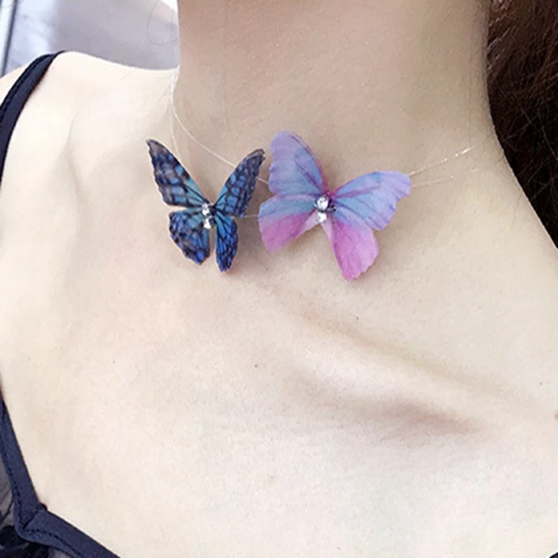 New Transparent Fishing Line Necklace Pendants for Women Sweet Handmade Double-layered Butterfly Short Multicolor Clavicle Chain
New Transparent Fishing Line Necklace Pendants for Women Sweet Handmade Double-layered Butterfly Short Multicolor Clavicle Chain