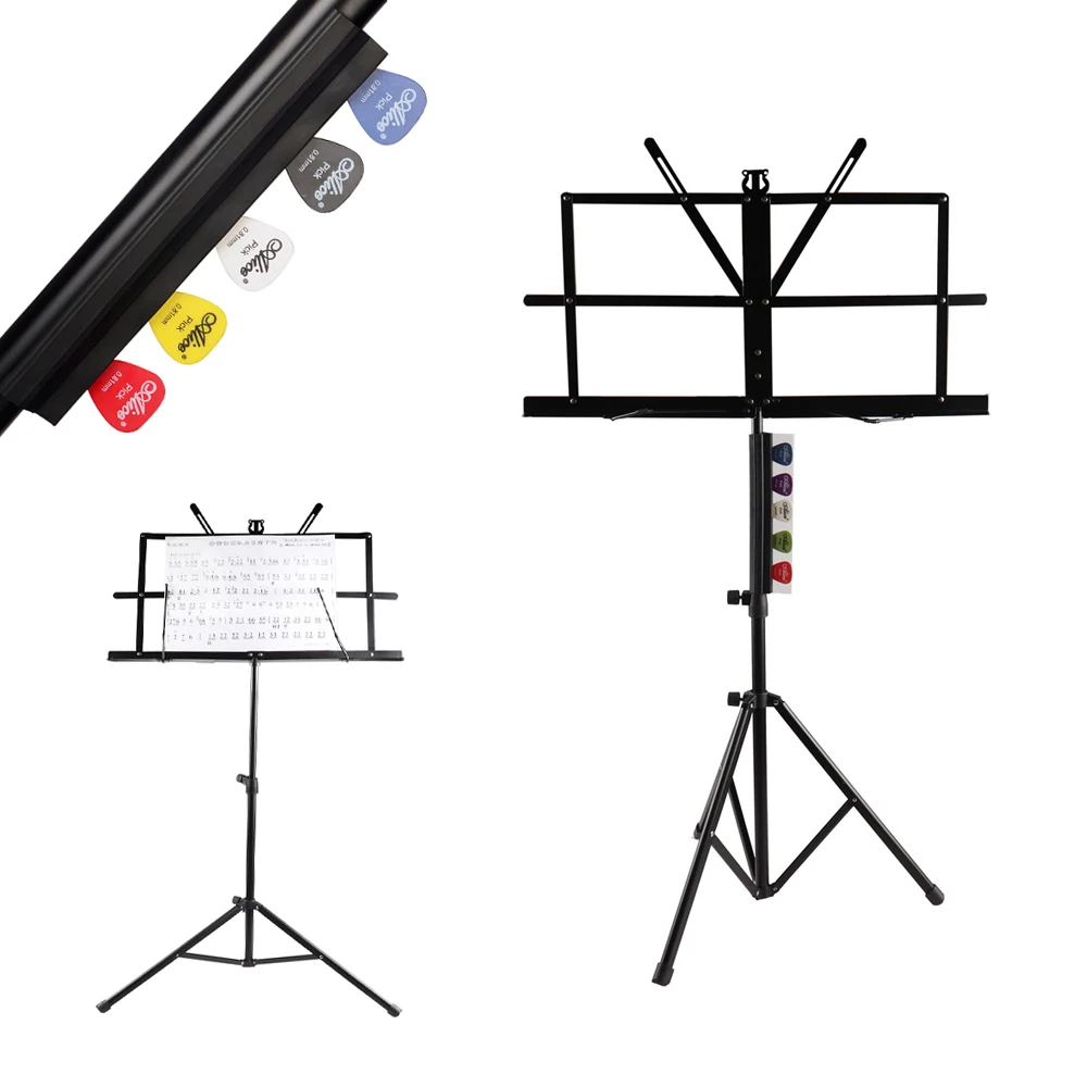 Folding Music Sheet Stand with Guitar Pick Holder 1 pcs Alice Guitar Bass Picks Clip and Adjustable Music tripod Stand with Bag
Folding Music Sheet Stand with Guitar Pick Holder 1 pcs Alice Guitar Bass Picks Clip and Adjustable Music tripod Stand with Bag