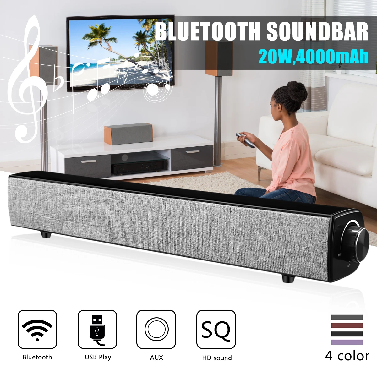 TV Home Theater Bluetooth Speaker Stereo Bass Soundbar Subwoofer Remote Control