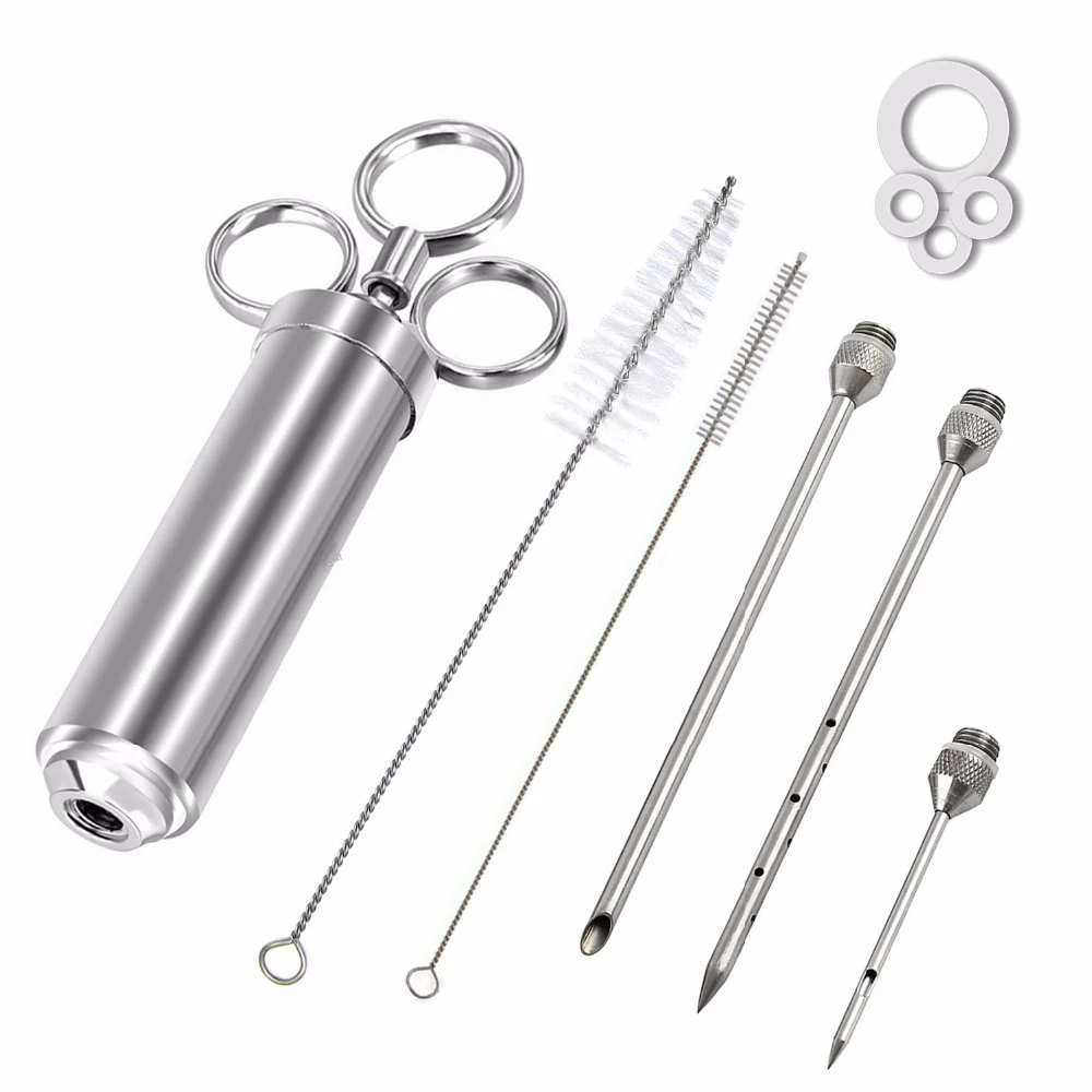 New 2 Oz Meat Injector Syringe Poultry Marinade Flavour Injector Meat Seasoning Injectors BBQ Kit Kitchen Tools With 3 Needles
New 2 Oz Meat Injector Syringe Poultry Marinade Flavour Injector Meat Seasoning Injectors BBQ Kit Kitchen Tools With 3 Needles