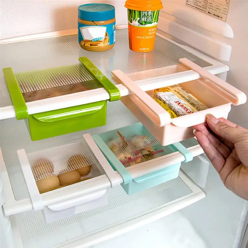 4 pcs Fridge Partition Drawer Holder Food Crisper Storage Rack Creative Sliding Plastic Kitchen Supplies
4 pcs Fridge Partition Drawer Holder Food Crisper Storage Rack Creative Sliding Plastic Kitchen Supplies