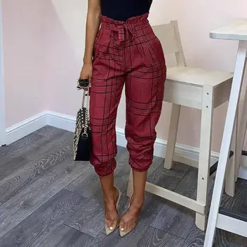 Women Plaid Pants Casual High Waist Lace-up Tunic Slim Fit Daily Casual Fashion Work Trousers Ankle-Length Loose Harem Pants
Women Plaid Pants Casual High Waist Lace-up Tunic Slim Fit Daily Casual Fashion Work Trousers Ankle-Length Loose Harem Pants