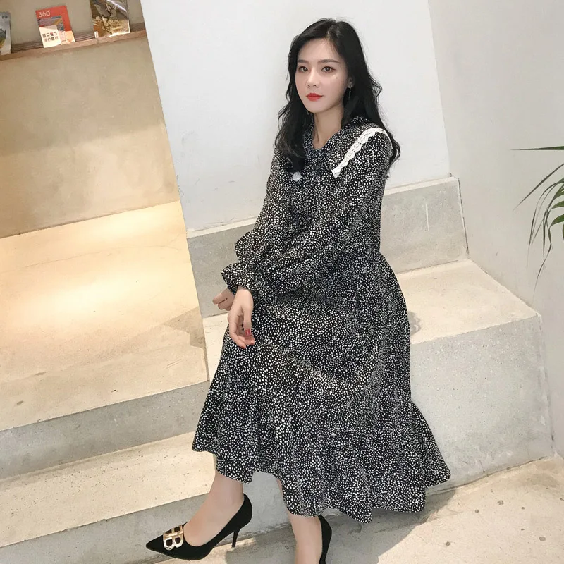 Korean Fashion Temperament Dress Spring and Summer Women Peter Pan Collar Dot Long Chiffon Dresses
Korean Fashion Temperament Dress Spring and Summer Women Peter Pan Collar Dot Long Chiffon Dresses