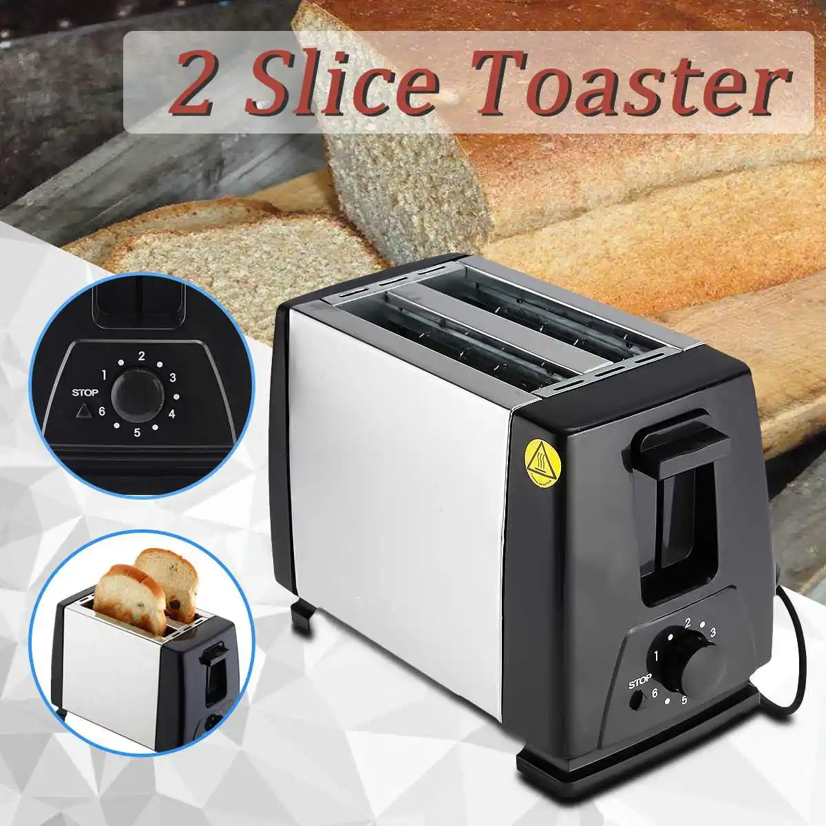 2 Slices Stainless Steel 6 Modes Automatic Electric Toaster Bread Baking Spit Driver Breakfast Sandwich Maker Machine
2 Slices Stainless Steel 6 Modes Automatic Electric Toaster Bread Baking Spit Driver Breakfast Sandwich Maker Machine