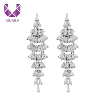 Women Long Dangle Drop Earrings with AAA+ Cubic Zirconia Zircon Sector Women Earring Fashion Jewelry
Women Long Dangle Drop Earrings with AAA+ Cubic Zirconia Zircon Sector Women Earring Fashion Jewelry
