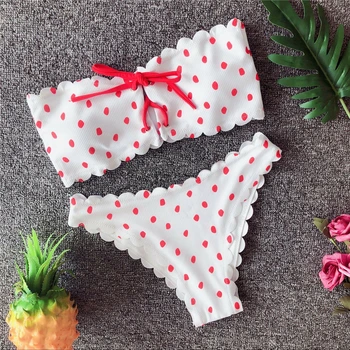 Sexy Swimwear Women Bandeau Bikini Polka Dot Print Swimwear Swimsuit Beach Wear Sexy Bikini Micro Swimsuit Maillot De Bain Femme
Sexy Swimwear Women Bandeau Bikini Polka Dot Print Swimwear Swimsuit Beach Wear Sexy Bikini Micro Swimsuit Maillot De Bain Femme