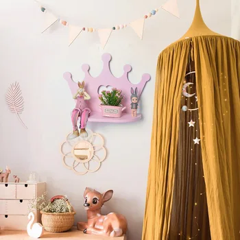 High Quality Pink Wooden Crown Wall Shelf For Princess Room Daughter Girls Room Decoration Best Gift Nursery Doll Toys Shelves
High Quality Pink Wooden Crown Wall Shelf For Princess Room Daughter Girls Room Decoration Best Gift Nursery Doll Toys Shelves